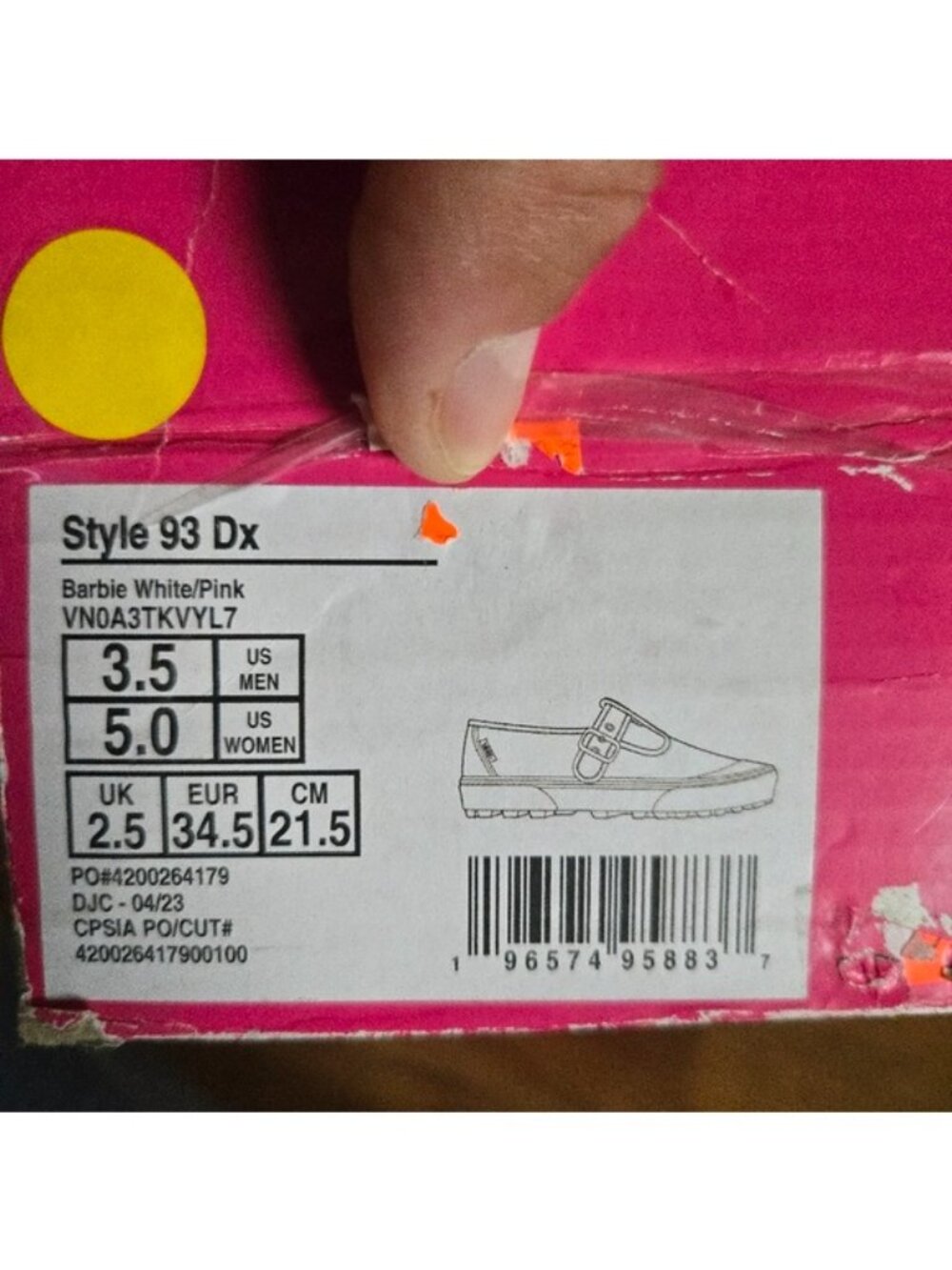 Vans Style 93 Dx Barbie Women Size 5 White Pink With Buckle 0826 - Picture 8 of 8